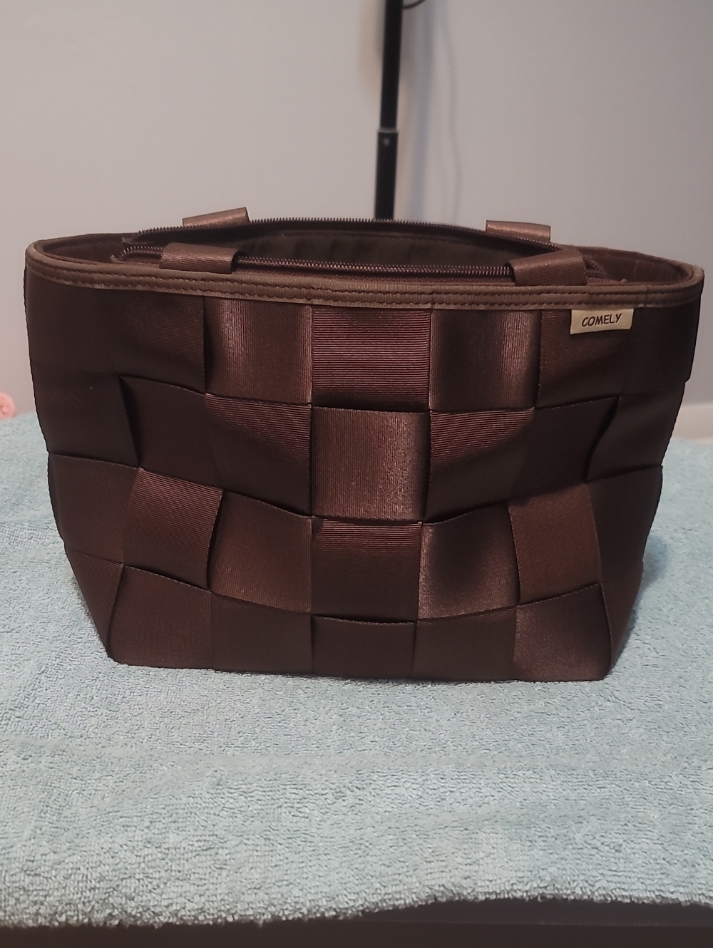 Brown Seatbelt Tote Bag